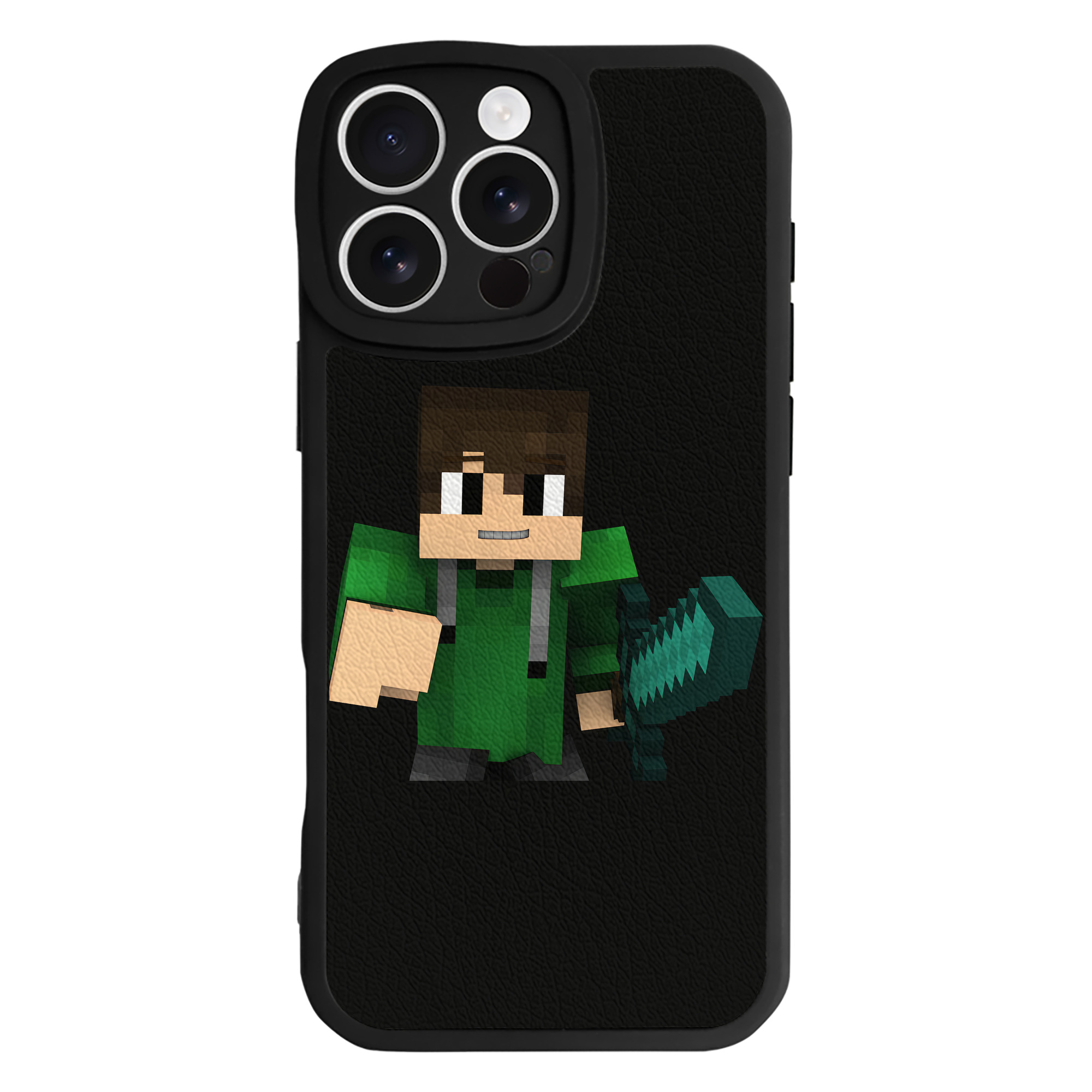 （画像用） マインクラフト ブロックの世界 Minecraft MC Block world 【iPhone 16シリーズ対応】シリコンスマホケース（レザー調） 材質：シリコン